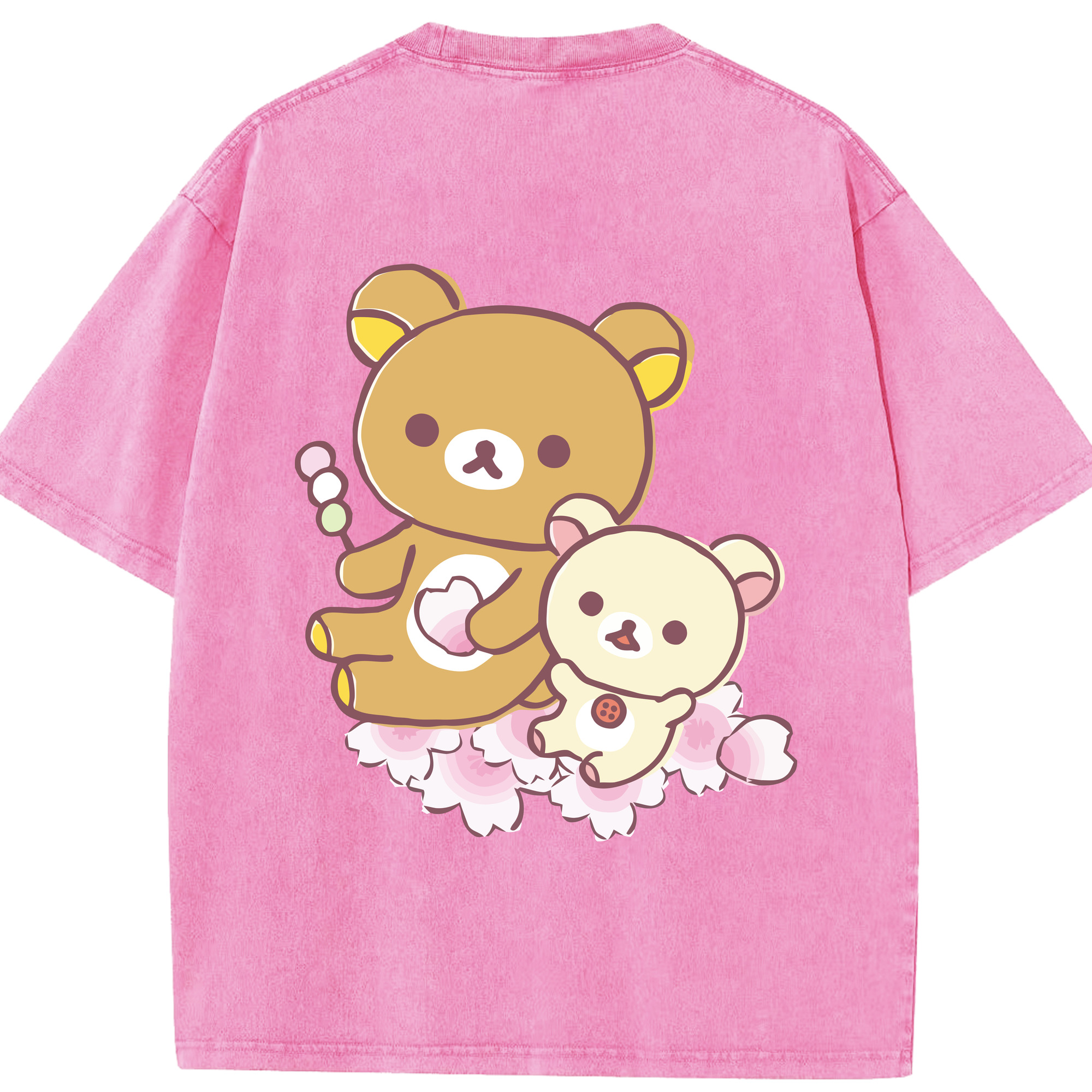 （画像用） リラックマ リラックマ キイロイトリ Rilakkuma Korilakkuma Kiiroitori 綿100% ヴィンテージ風 半袖Tシャツ（背面プリント）